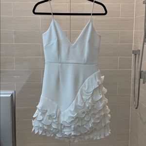 White ruffle mini dress